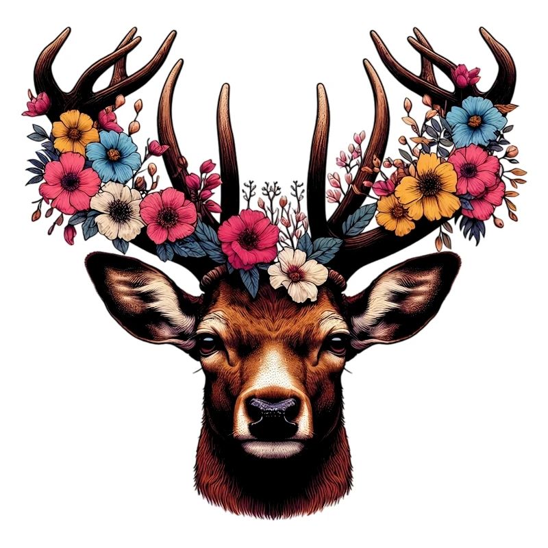 Cerf avec des fleurs