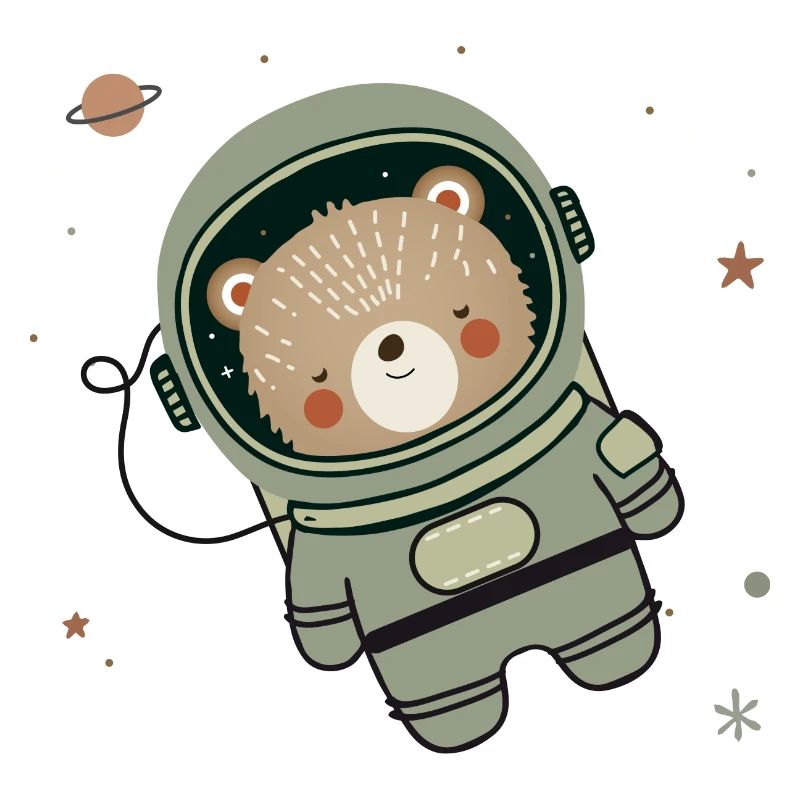 Cute Astronaut Bear in Space