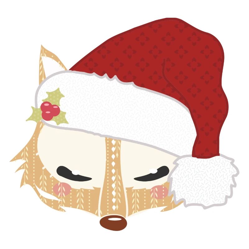 Fox head with santa hat
