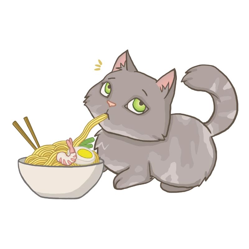 Le chat vole Ramen