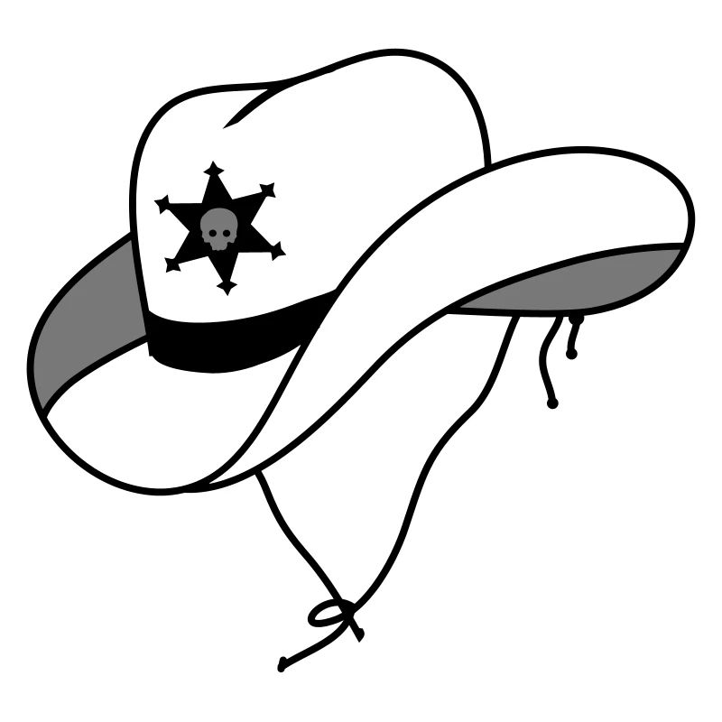 Cappello da sceriffo con piccolo teschio su stella sceriffo