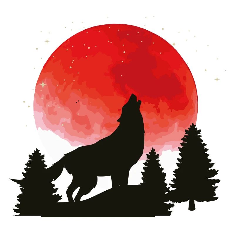 Wolf's Call on the Red Moon