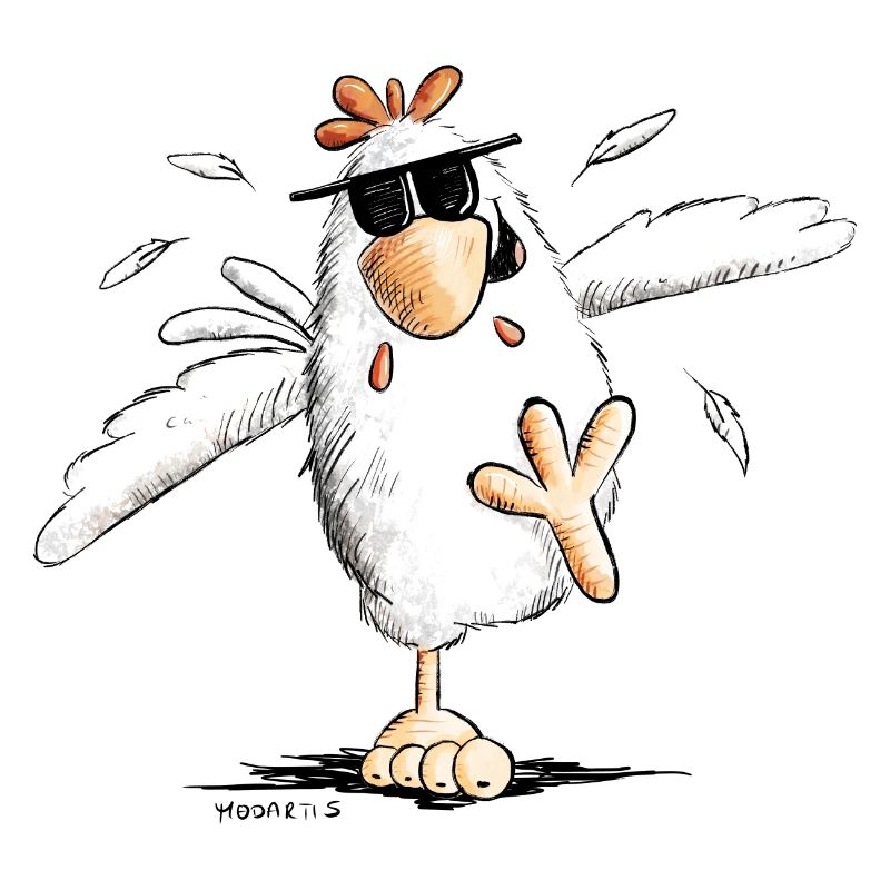 Cool Running Chicken With Sunglasses