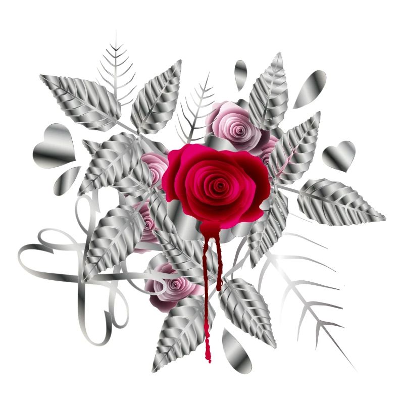 arrangement de Saint-Valentin en argent avec des roses
