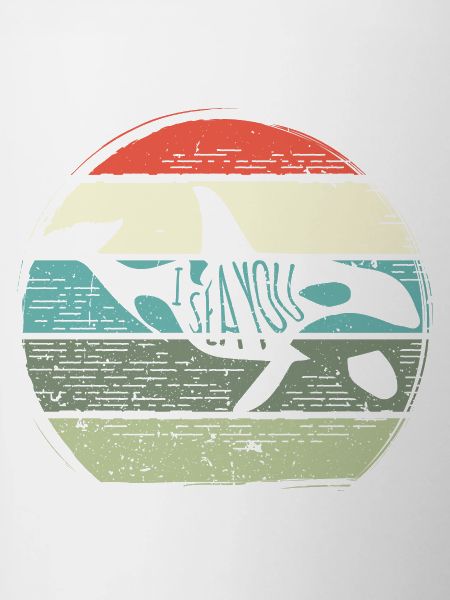 Retro Whale Sunset Circle