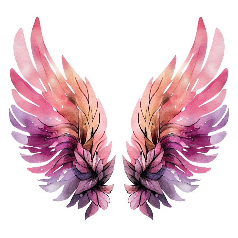 Ailes aquarelle rose et violette