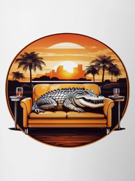 Alligator on sofa