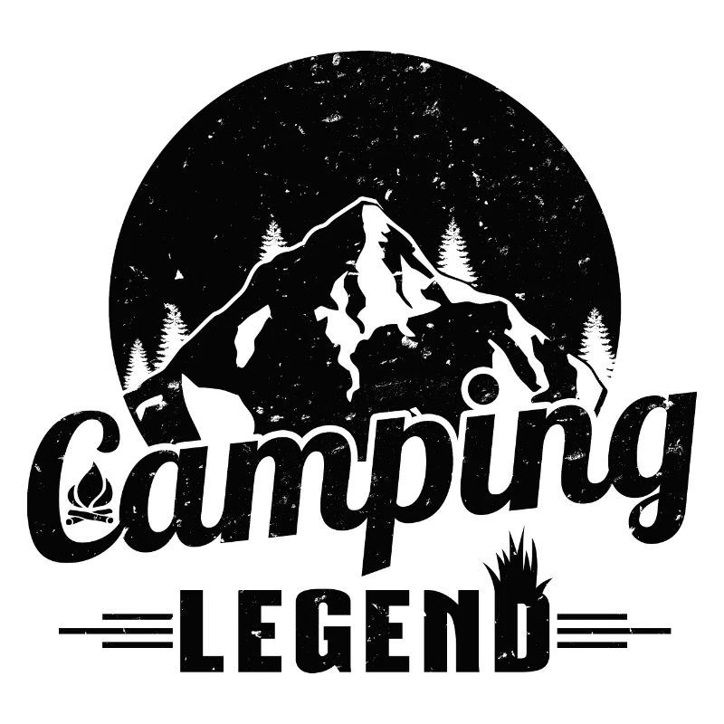Camping Legend Grunge Style Schwarzes Camper Design