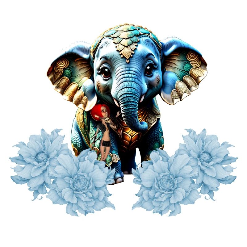 Mignon petit éléphant avec fée, meilleurs amis