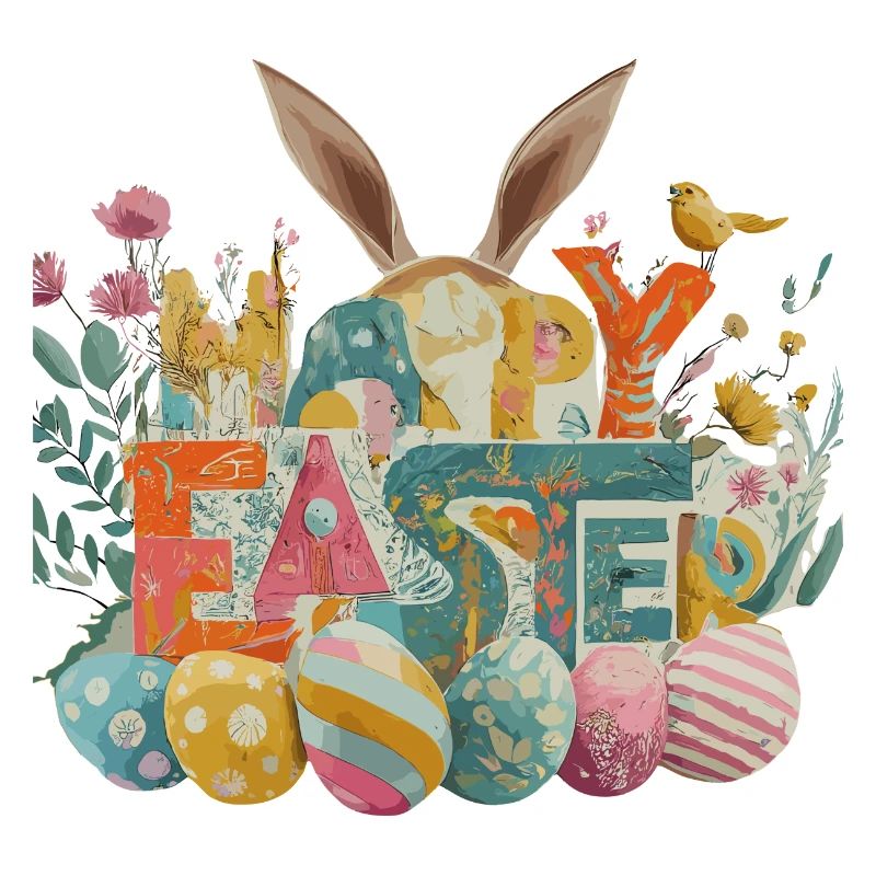 Easter bunny with spring motifs