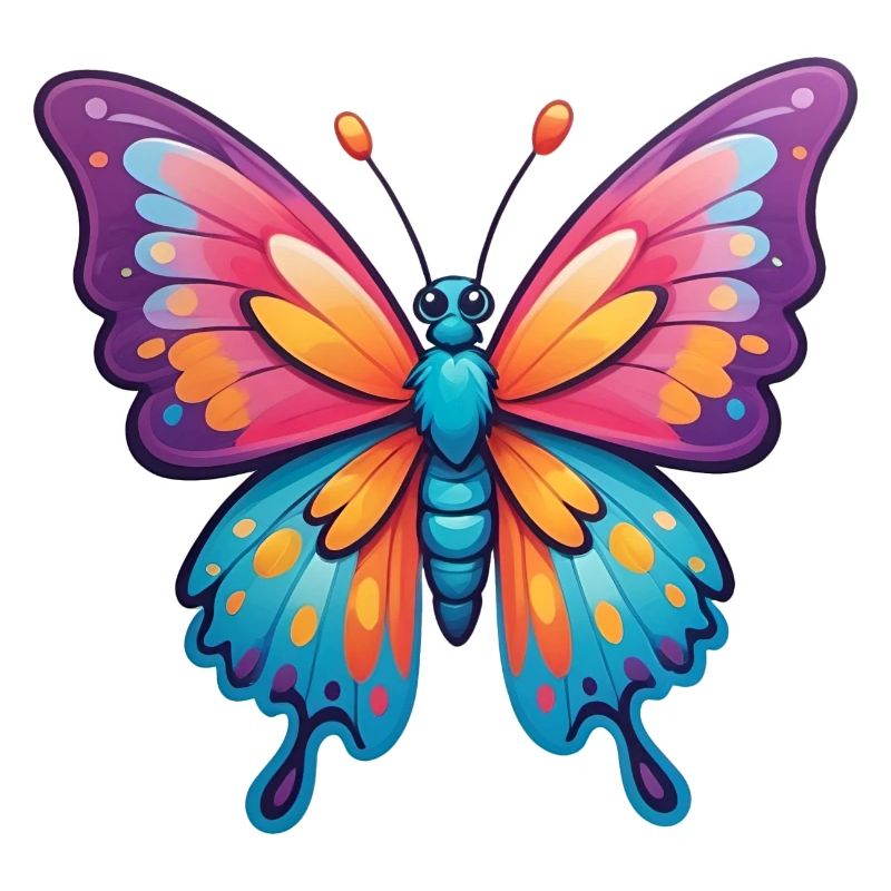 Papillon de dessin animé coloré mignon