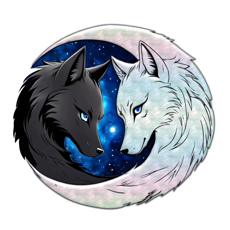 Two majestic wolf heads