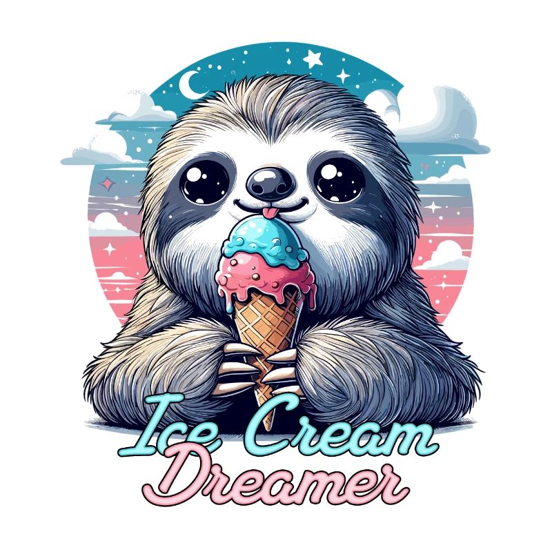 Eiscreme Träumer süßes Faultier mit Eis Geschenk