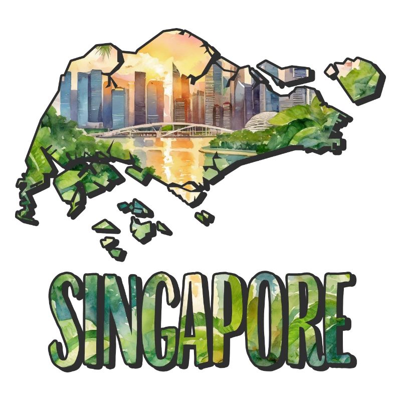Carte à l’aquarelle Singapour