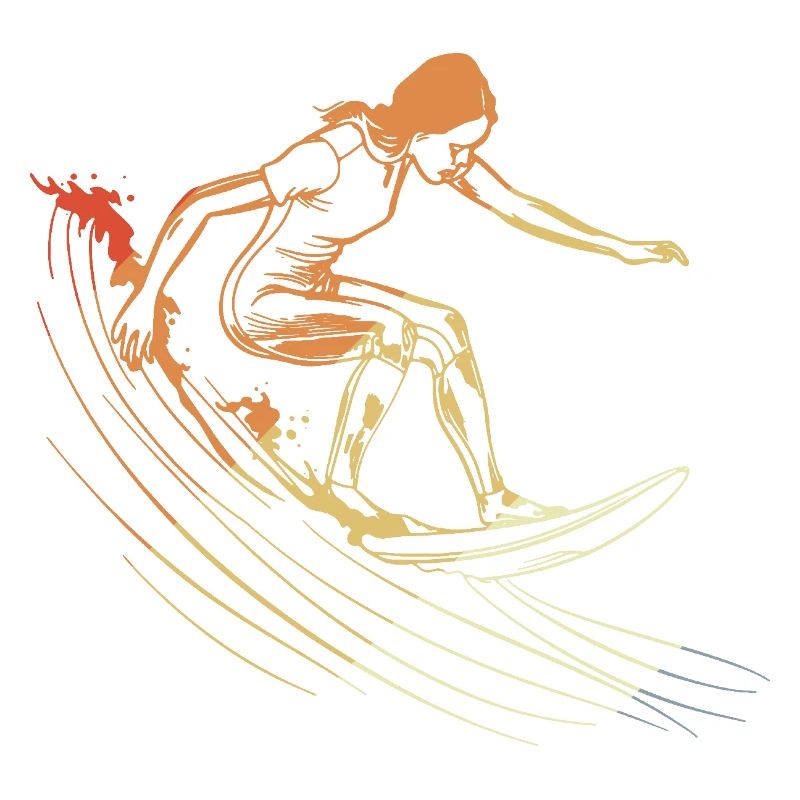 Dessin de fille surfeuse