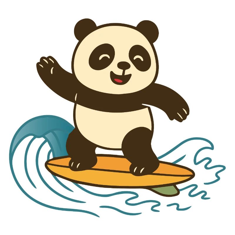 Panda Surf heureux - Illustration d’été