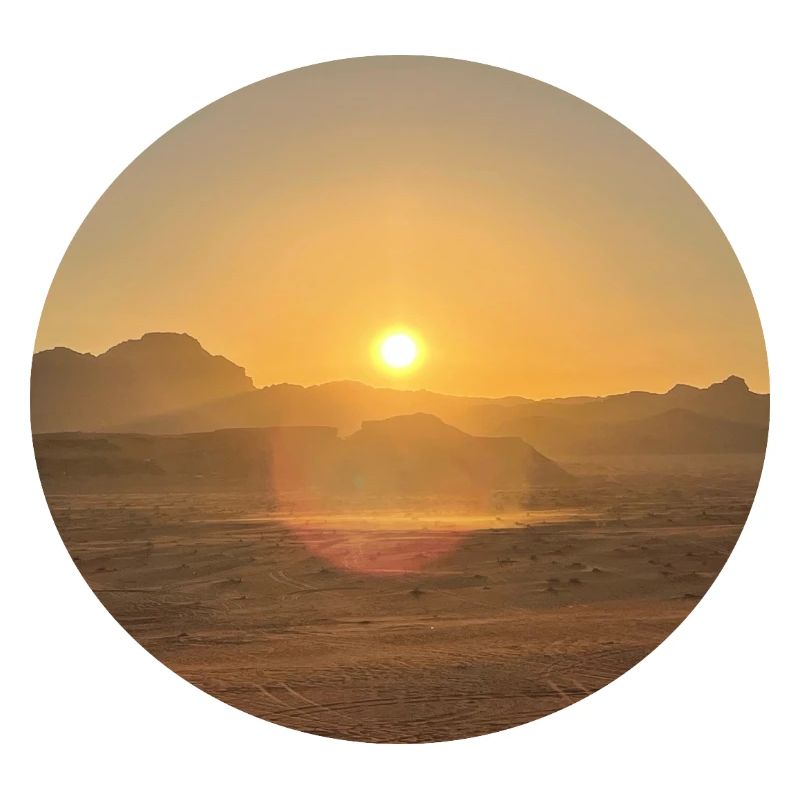 désert, soleil, soir, paysage