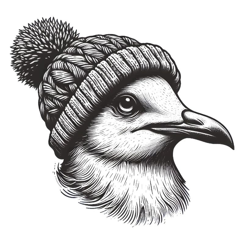 Mouette avec chapeau à pompon