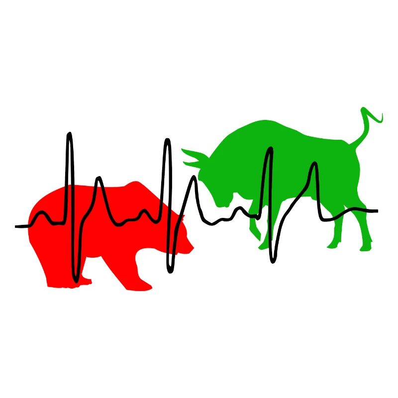 Bull and bear - pulse. Red Green