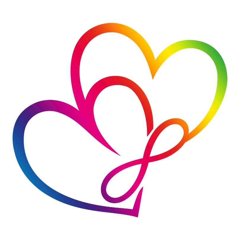Deux cœurs Arc-en-ciel Infinity Love CSD LGBT