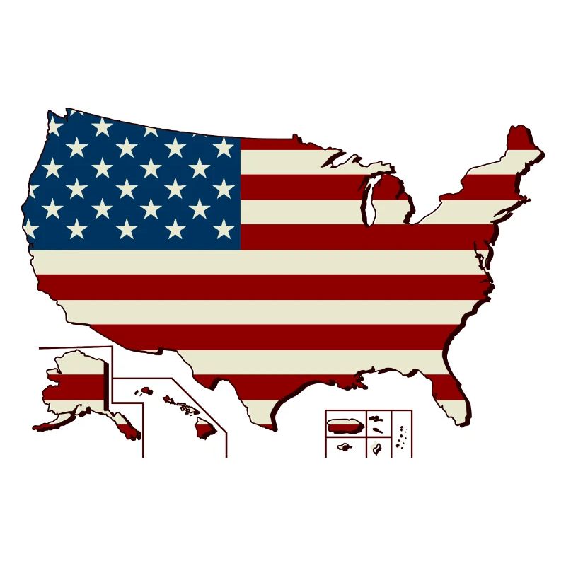 USA - Carte avec drapeau / carte et drapeau (DDP)