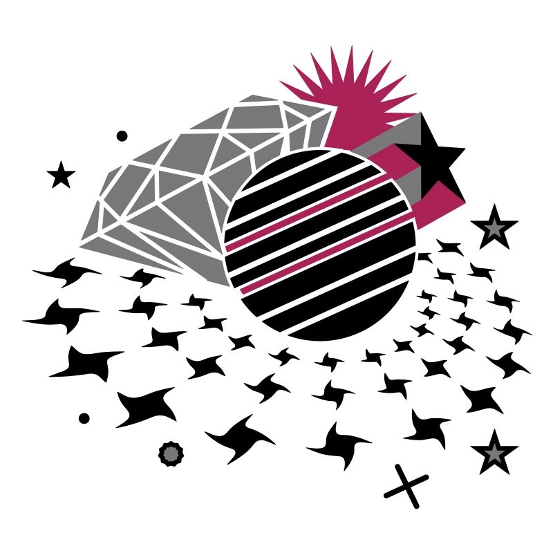 Disco lights with 3D star, disco ball and diamond