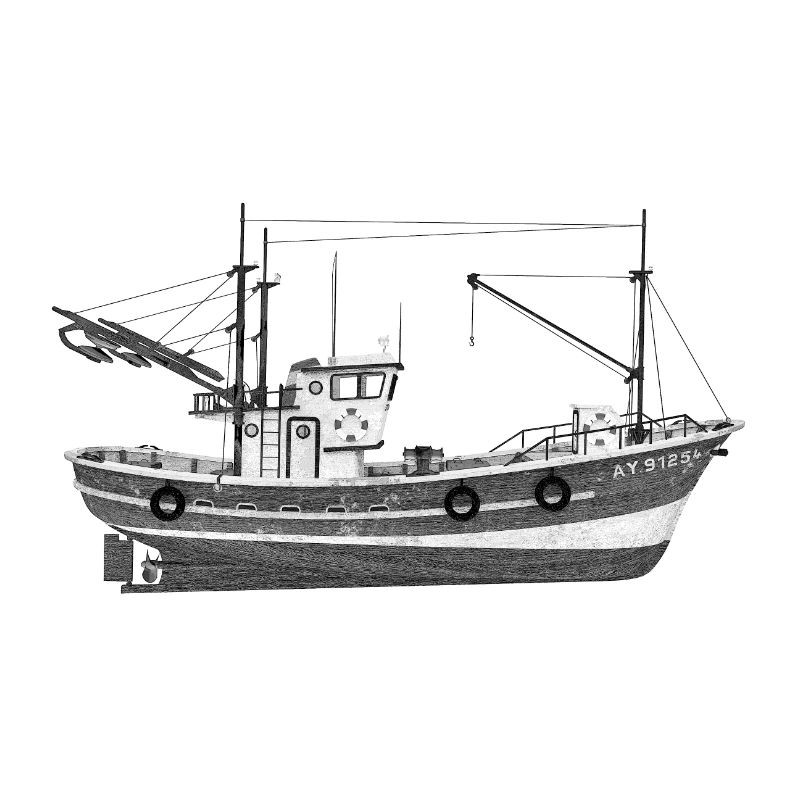 Vue latérale d'un bateau de pêche
