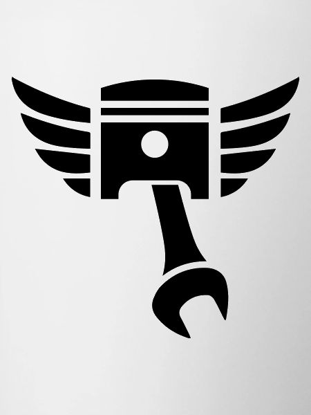 Piston key emblem with wings