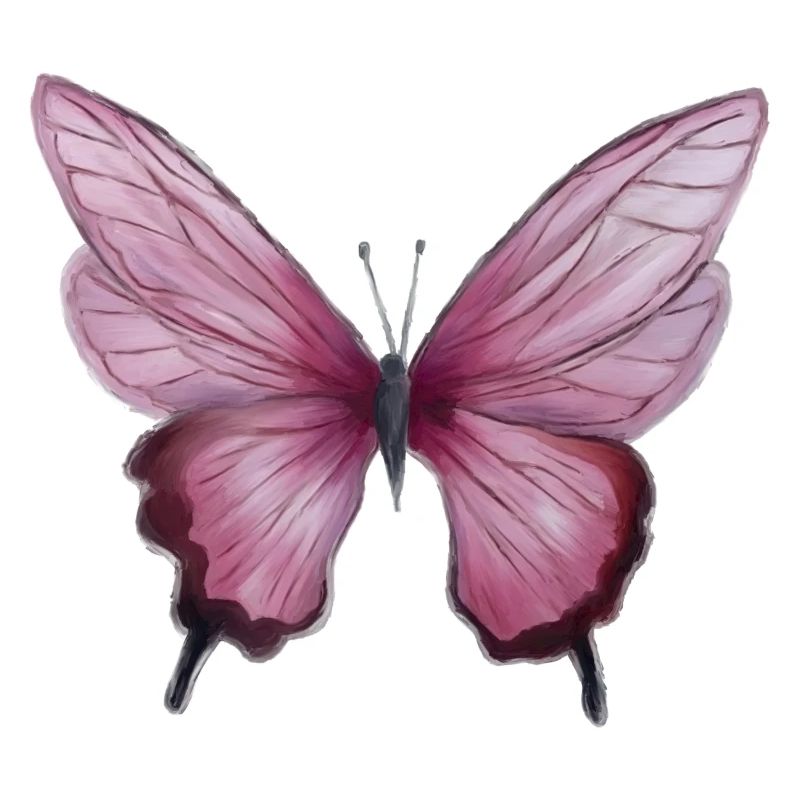 Papillon aquarelle rose tendre