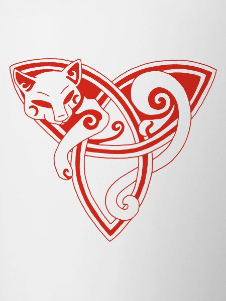 Celtic cat at rest (red)