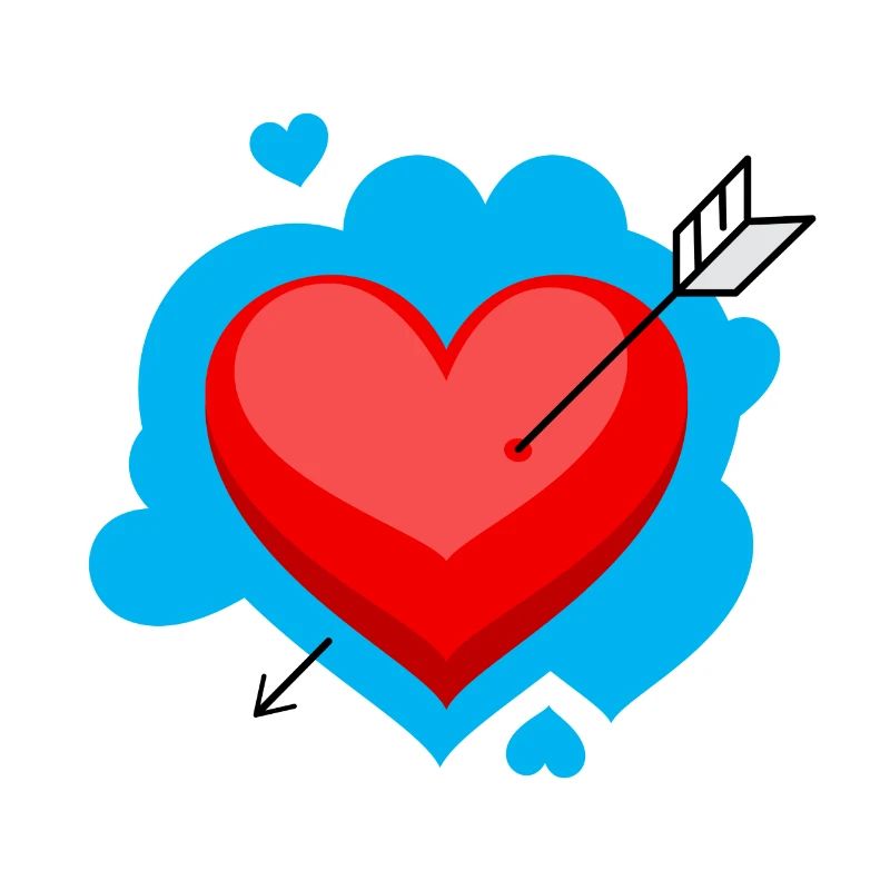 Coeur avec flèche et détails affectueux