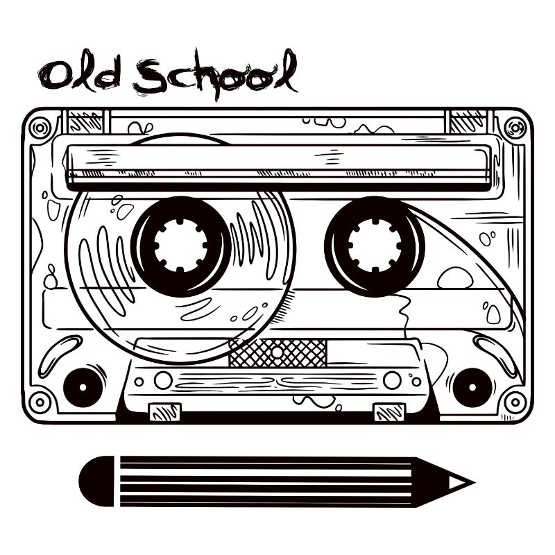 Cassette rétro et stylo