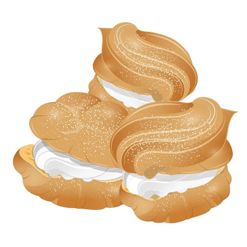 Illustration de trois choux à la crème fourrés
