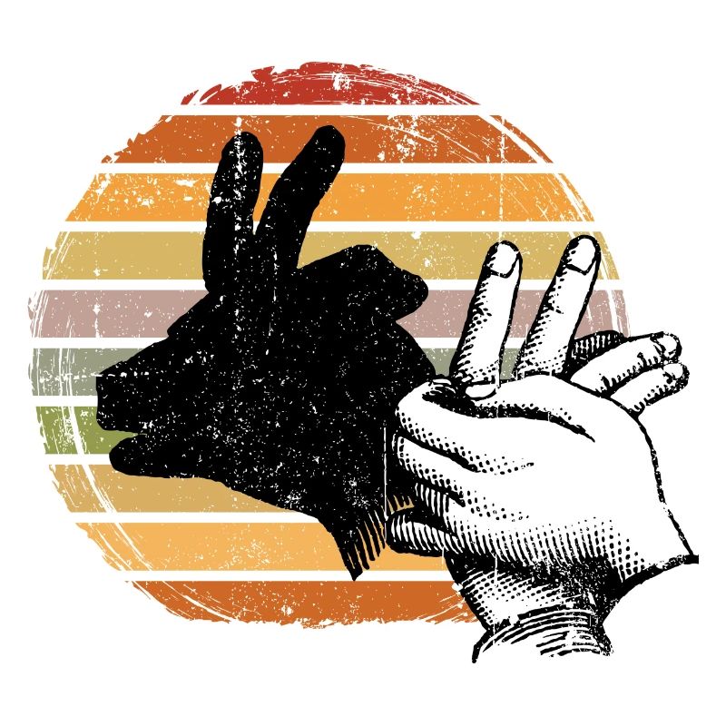 Retro Sunset Peace Sign Silhouette