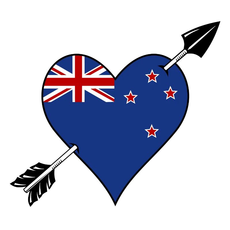 Drapeau néo-zélandais coeur amoureux
