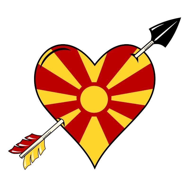 Macédoine Flag Coeur Amour