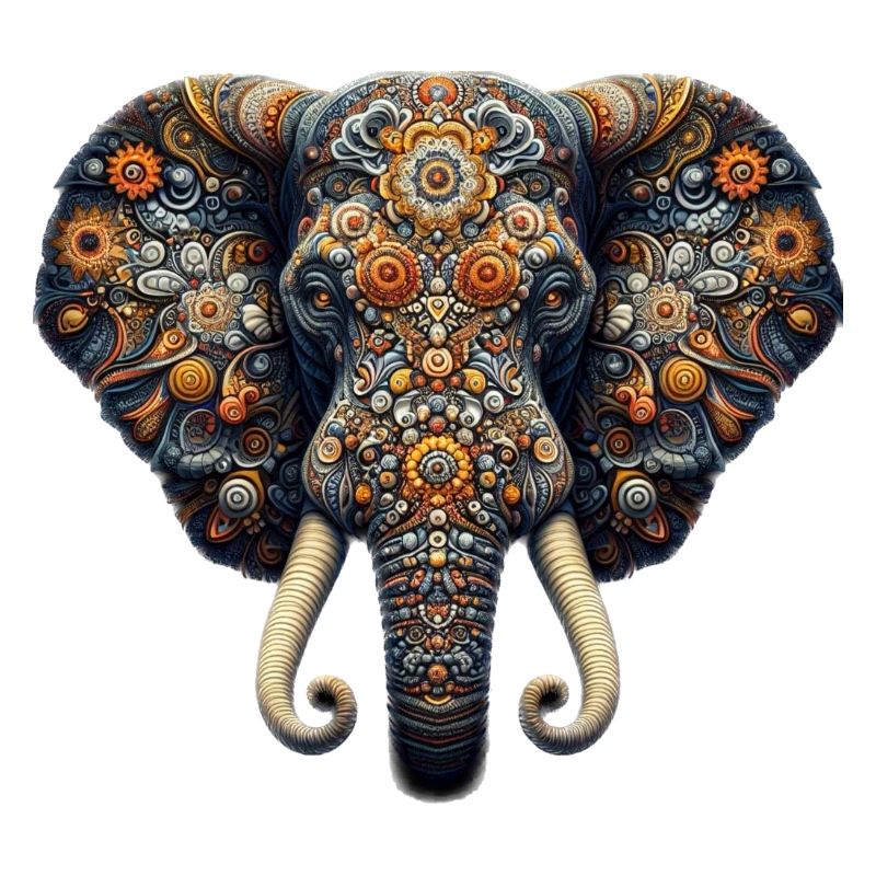 Elephant decorated in mosaic style