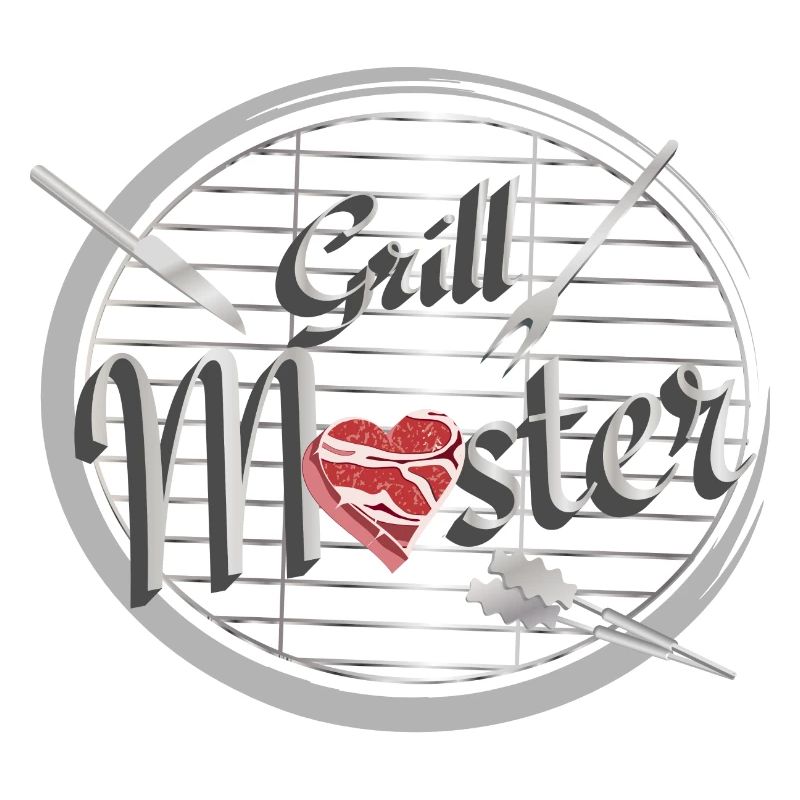 Ein Grill mit Grillbesteck und Fleisch in Herzform