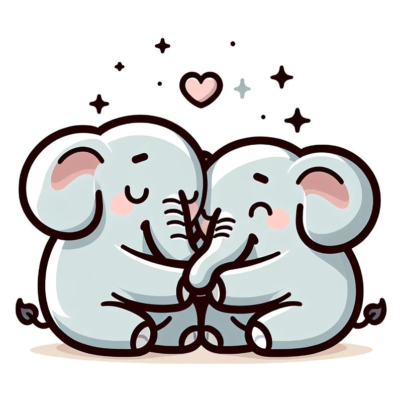 Deux éléphants amoureux