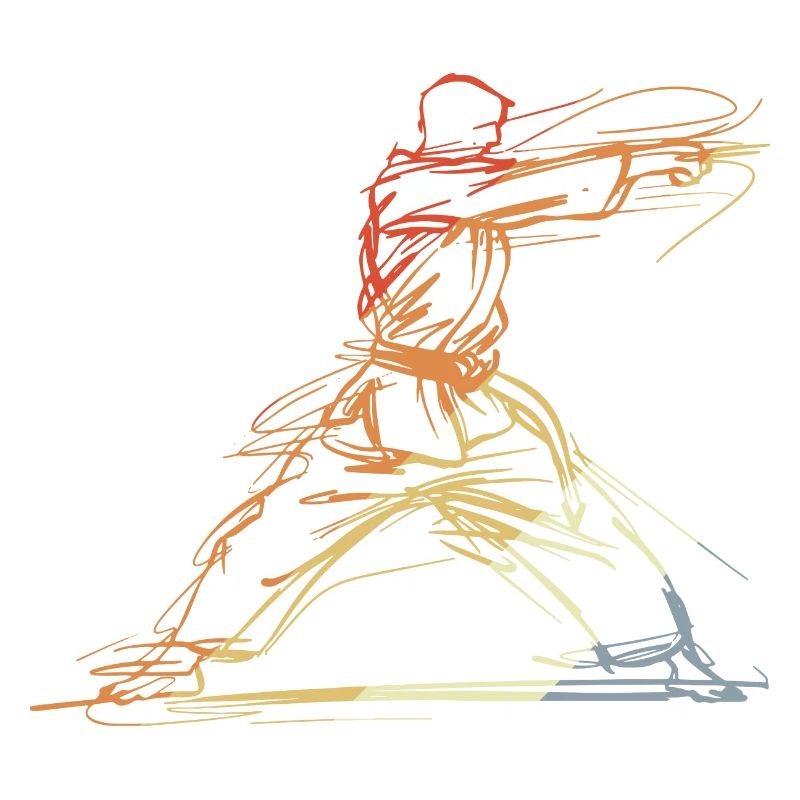 Karateka Line Sketch Rétro
