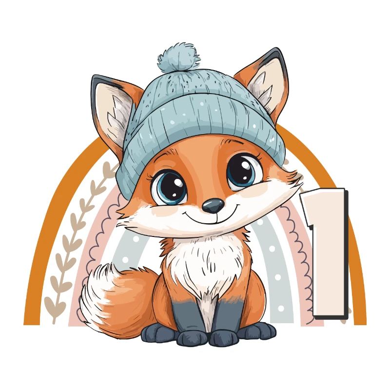 1er anniversaire Renard Arc-en-ciel Mignon Mignon