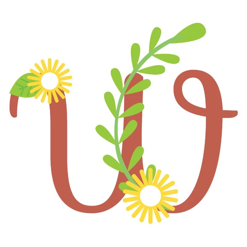 Eleganter Buchstabe 'W' mit Blumen