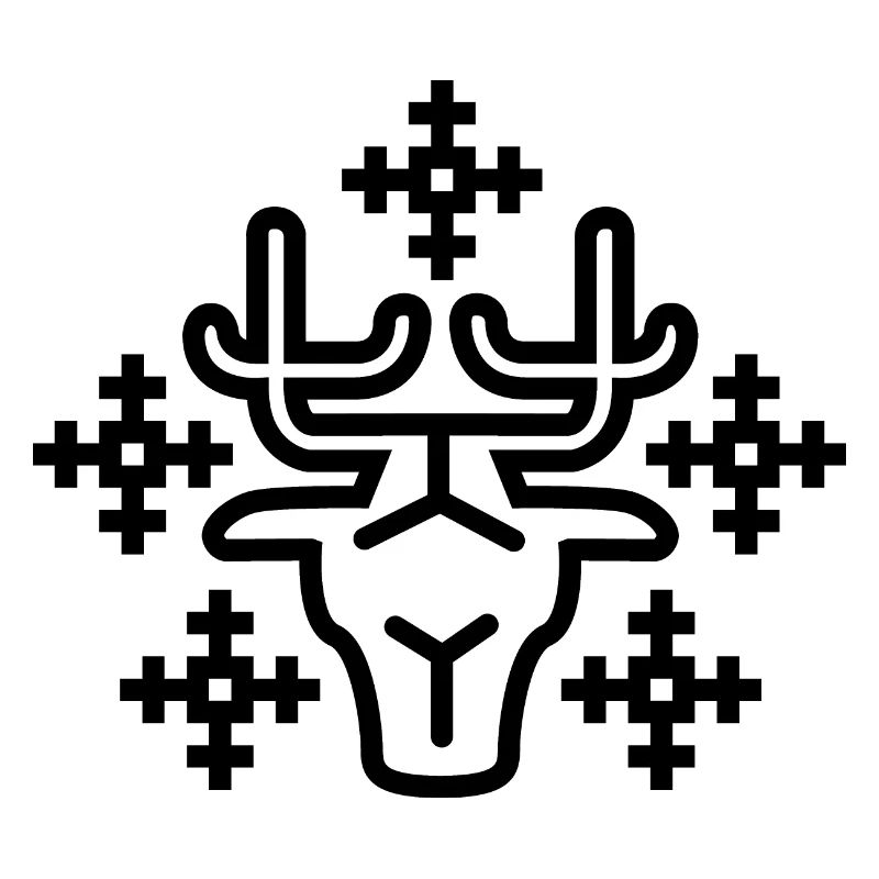 Christmas Pixel Reindeer Snowflake Lines Logo