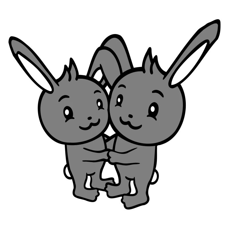 2 lapins deux amis équipe équipage couple câlin mignon