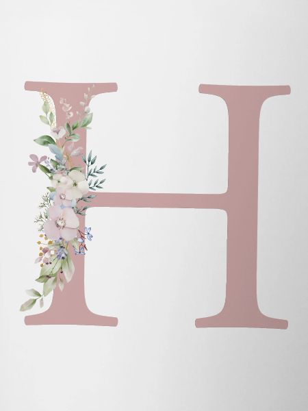 H Monogram, Floral, Personalizable