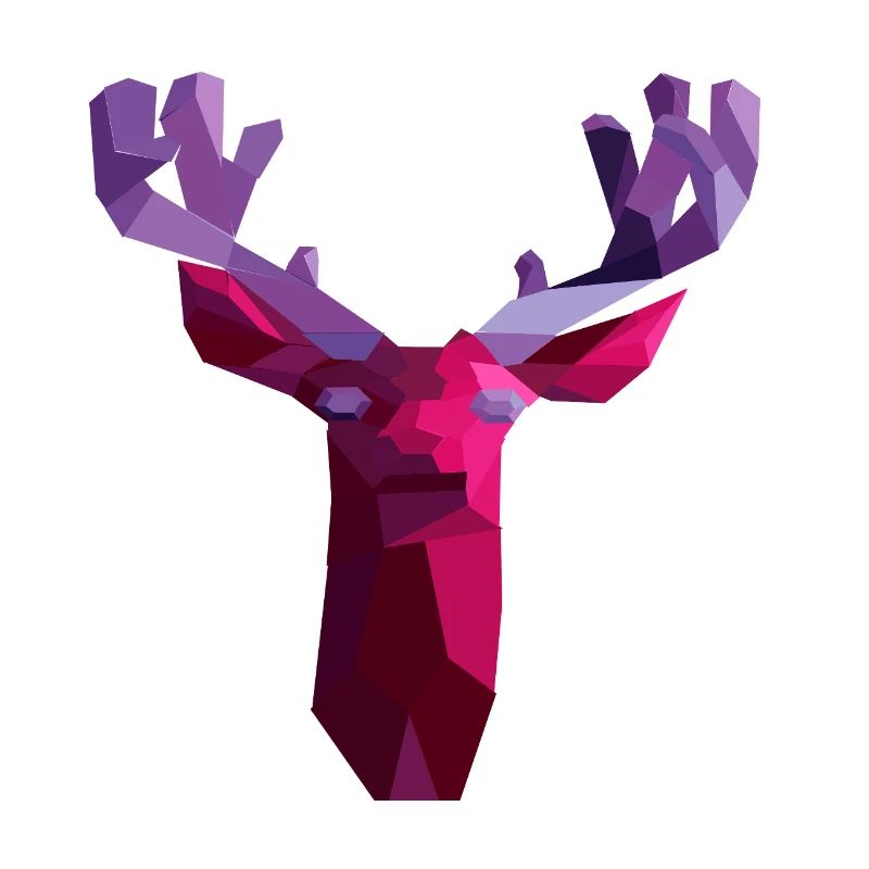 Cerf géométrique rouge avec cornes d’améthyste