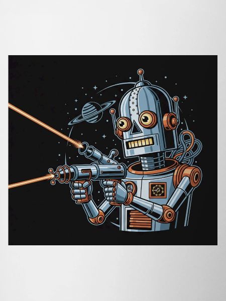 Retro Sci-Fi Roboter mit Laserwaffe