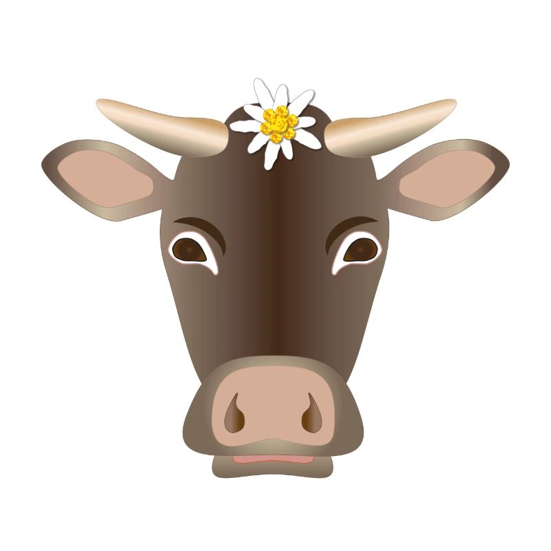 Vache alpine avec edelweiss
