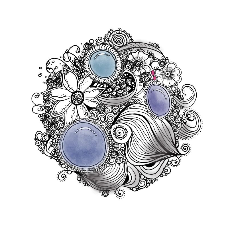 Fleur de centrife avec perles bleues