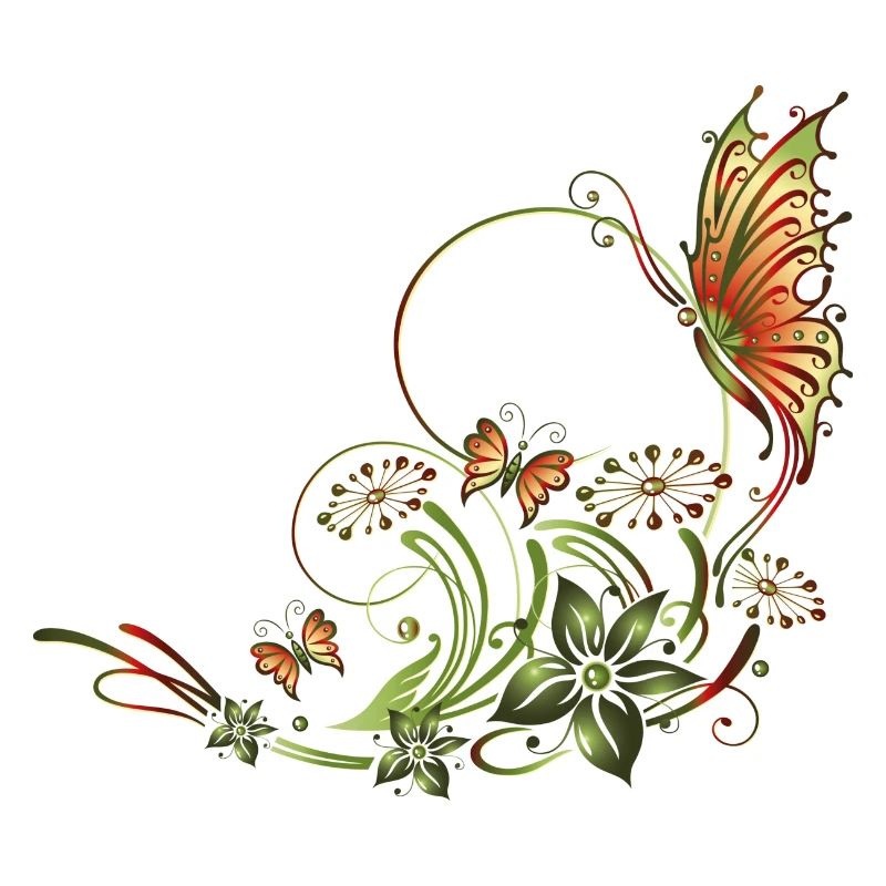 Schmetterlinge mit floralen Elementen